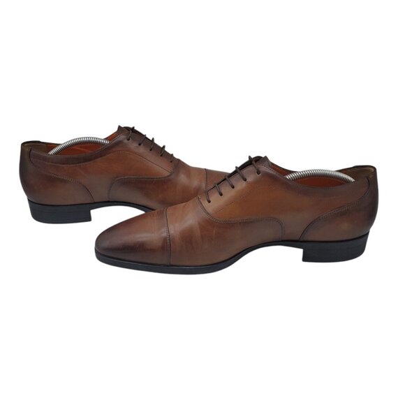 SANTONI Mens 'Salem' Brown Burnished Leather Cap Toe Oxfords Sz 11 D Italy $730 - Picture 14 of 14